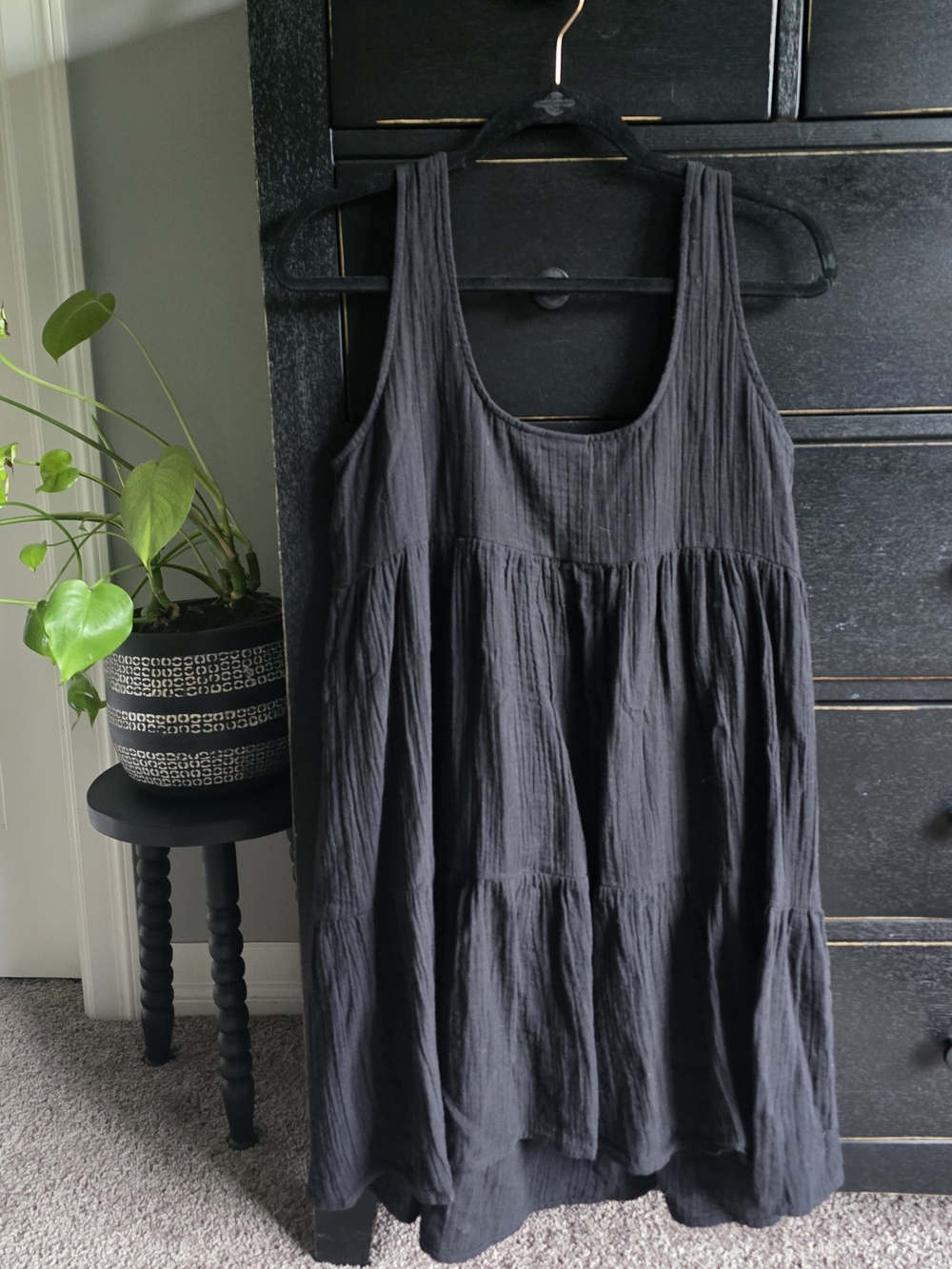 Ichi Black Tiered Scoop-Neck Mini Dress - Women - Picture 3 of 3